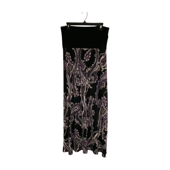 Chic Black and Purple Paisley Pencil Skirt - Picture 1 of 10